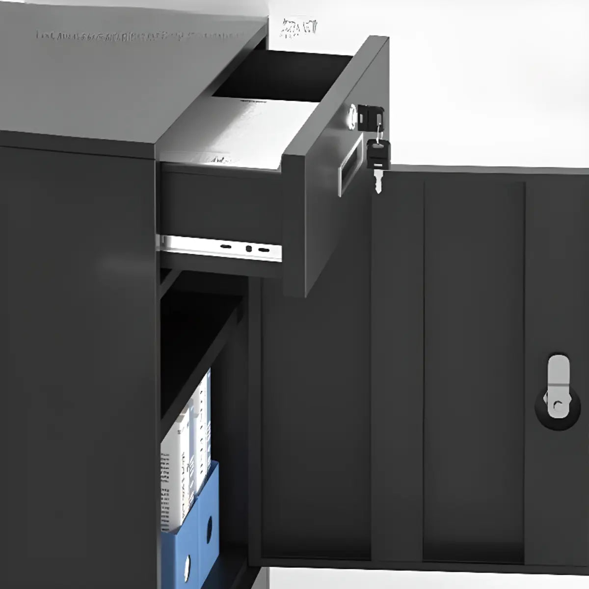 Black Lockable Steel Small Filing Cabinets with Drawers Image - 12