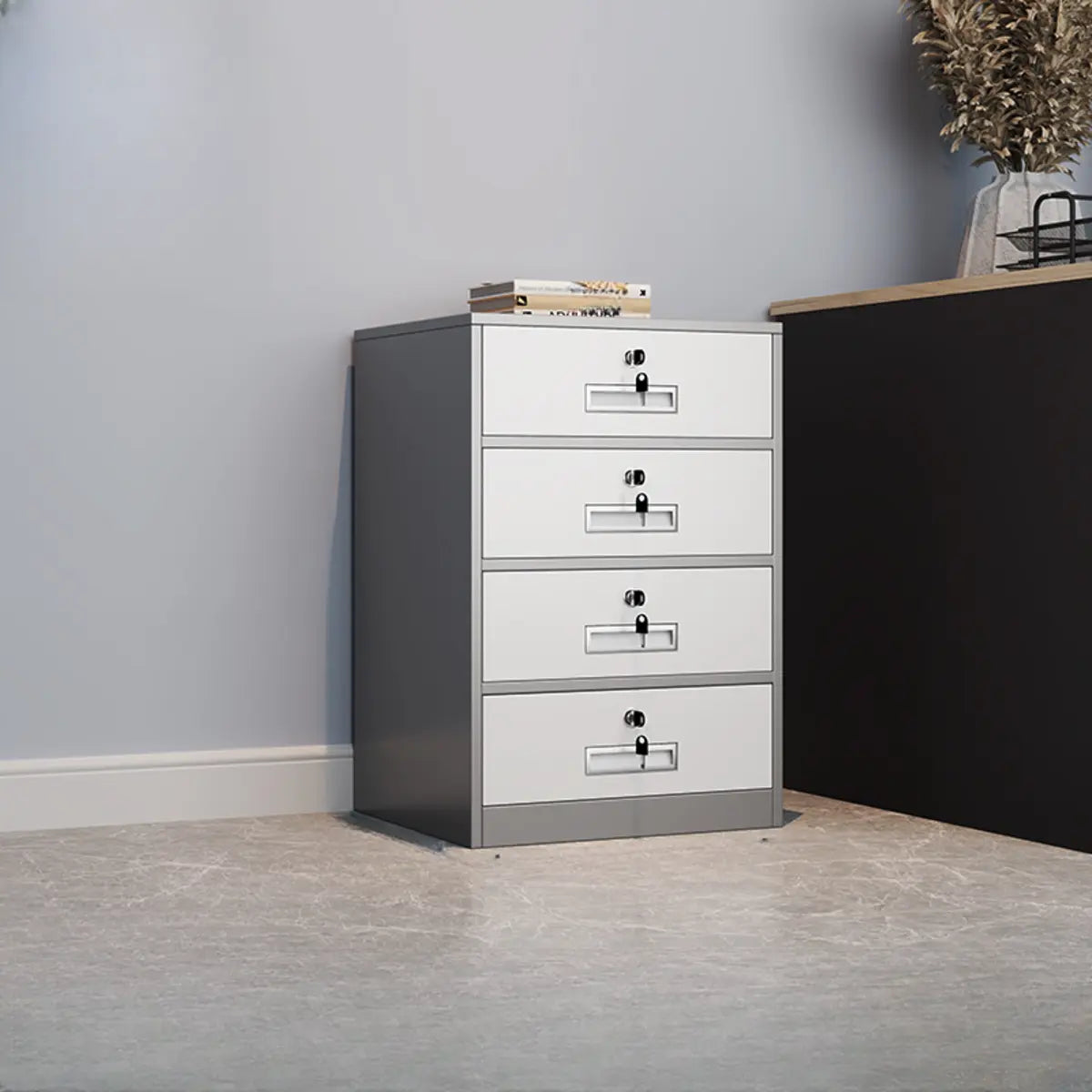 Black Lockable Steel Small Filing Cabinets with Drawers Image - 21