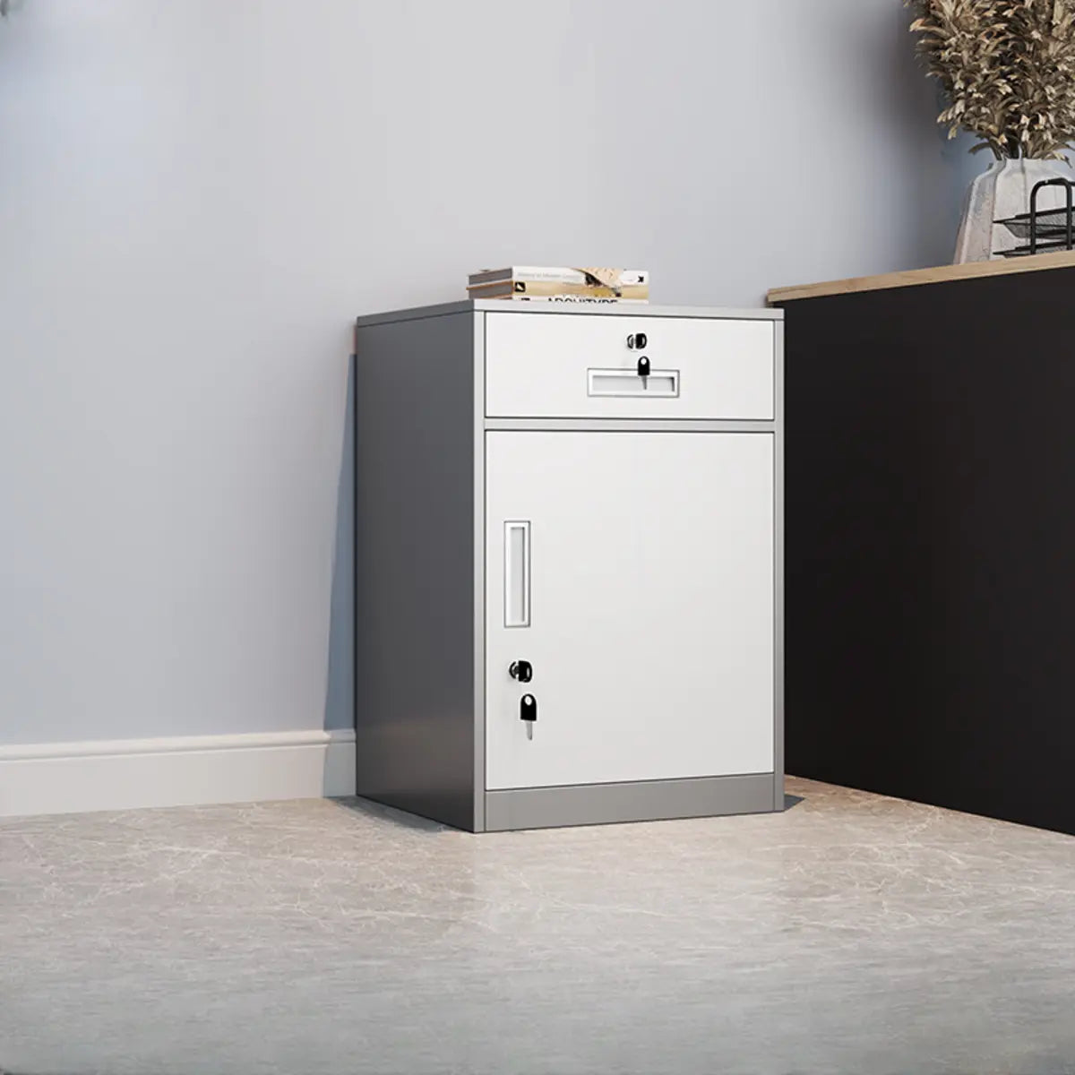 Black Lockable Steel Small Filing Cabinets with Drawers Image - 24