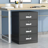 Black Lockable Steel Small Filing Cabinets with Drawers Image - 3