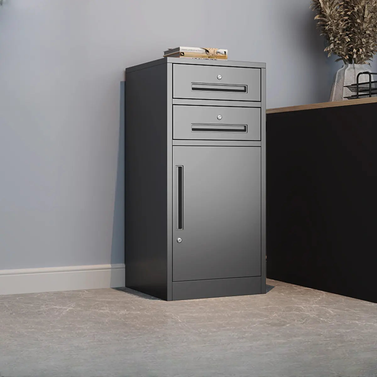 Black Lockable Steel Small Filing Cabinets with Drawers Image - 35