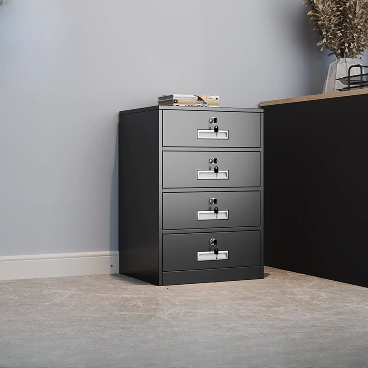 Black Lockable Steel Small Filing Cabinets with Drawers Image - 39