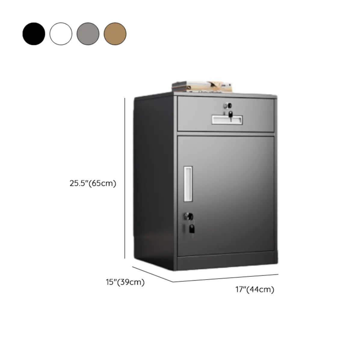 Black Lockable Steel Small Filing Cabinets with Drawers 