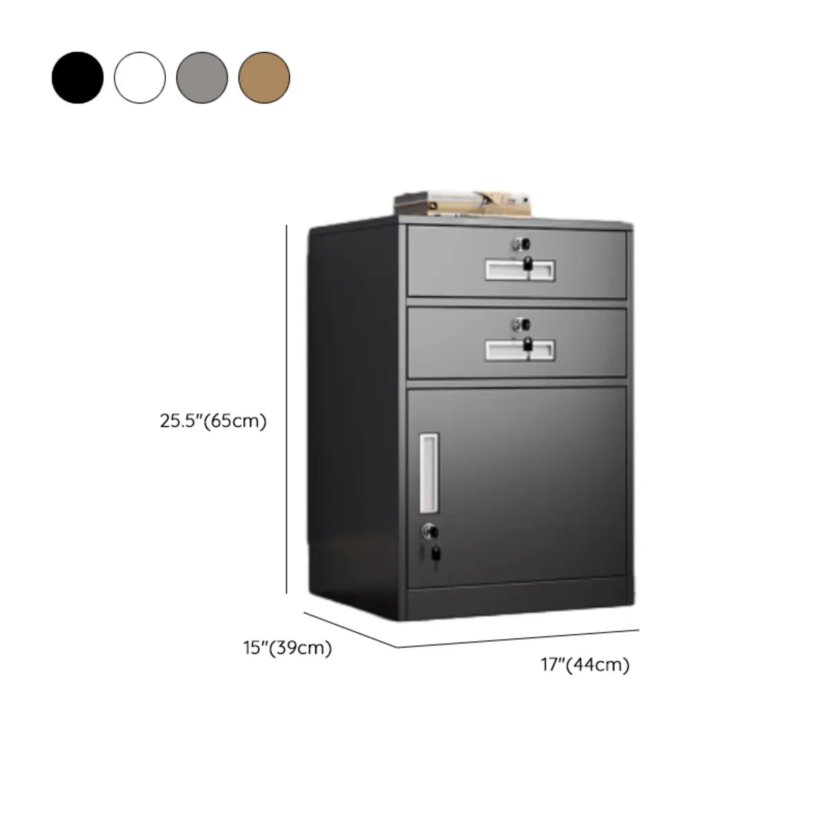 Black Lockable Steel Small Filing Cabinets with Drawers Image - 44