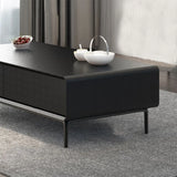 Black Manufactured Wood Drawers Four Legs Coffee Table Image - 11