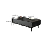 Black Manufactured Wood Drawers Four Legs Coffee Table #size