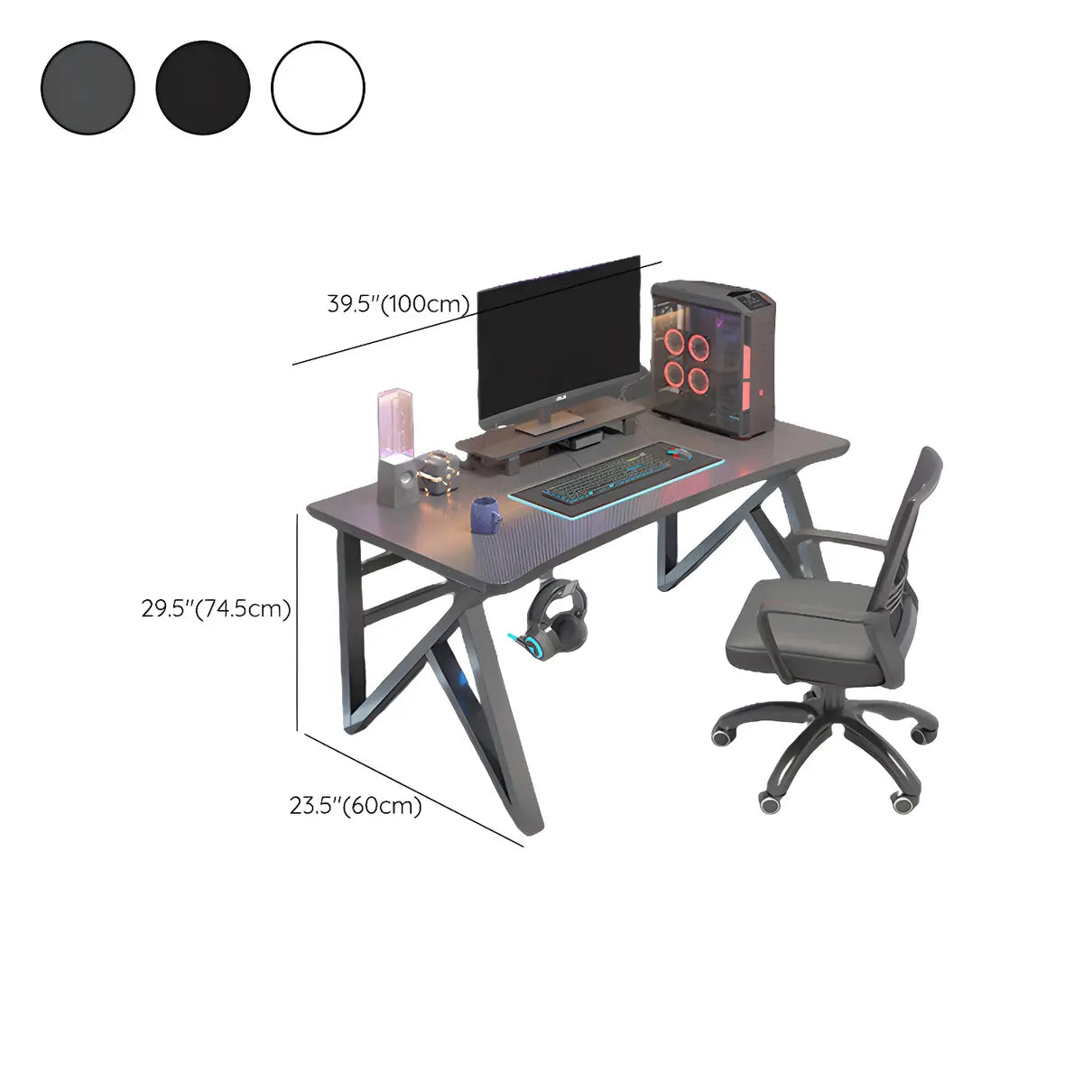 Black Manufactured Wood Metal Hairpin Base Gaming Desk Image - 12