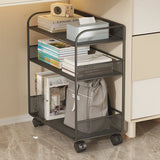 Black Metal 3-Tier Shelves Utility Cart with Casters Image - 1