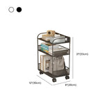 Black Metal 3-Tier Shelves Utility Cart with Casters Image - 12