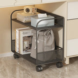 Black Metal 3-Tier Shelves Utility Cart with Casters Image - 4