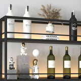 Black Metal Floating Stackable Wall Mounted Wine Rack Image - 15