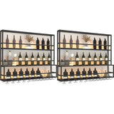 Black Metal Floating Stackable Wall Mounted Wine Rack Image - 16