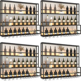 Black Metal Floating Stackable Wall Mounted Wine Rack Image - 18