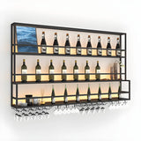 Black Metal Floating Stackable Wall Mounted Wine Rack Image - 20