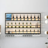 Black Metal Floating Stackable Wall Mounted Wine Rack Image - 22