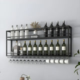 Black Metal Floating Stackable Wall Mounted Wine Rack Image - 23