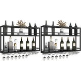 Black Metal Floating Stackable Wall Mounted Wine Rack Image - 28