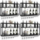 Black Metal Floating Stackable Wall Mounted Wine Rack Image - 30