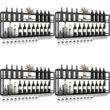 Black Metal Floating Stackable Wall Mounted Wine Rack Image - 33