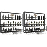 Black Metal Floating Stackable Wall Mounted Wine Rack Image - 35