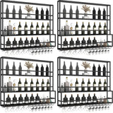 Black Metal Floating Stackable Wall Mounted Wine Rack Image - 36