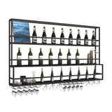 Black Metal Floating Stackable Wall Mounted Wine Rack Image - 37