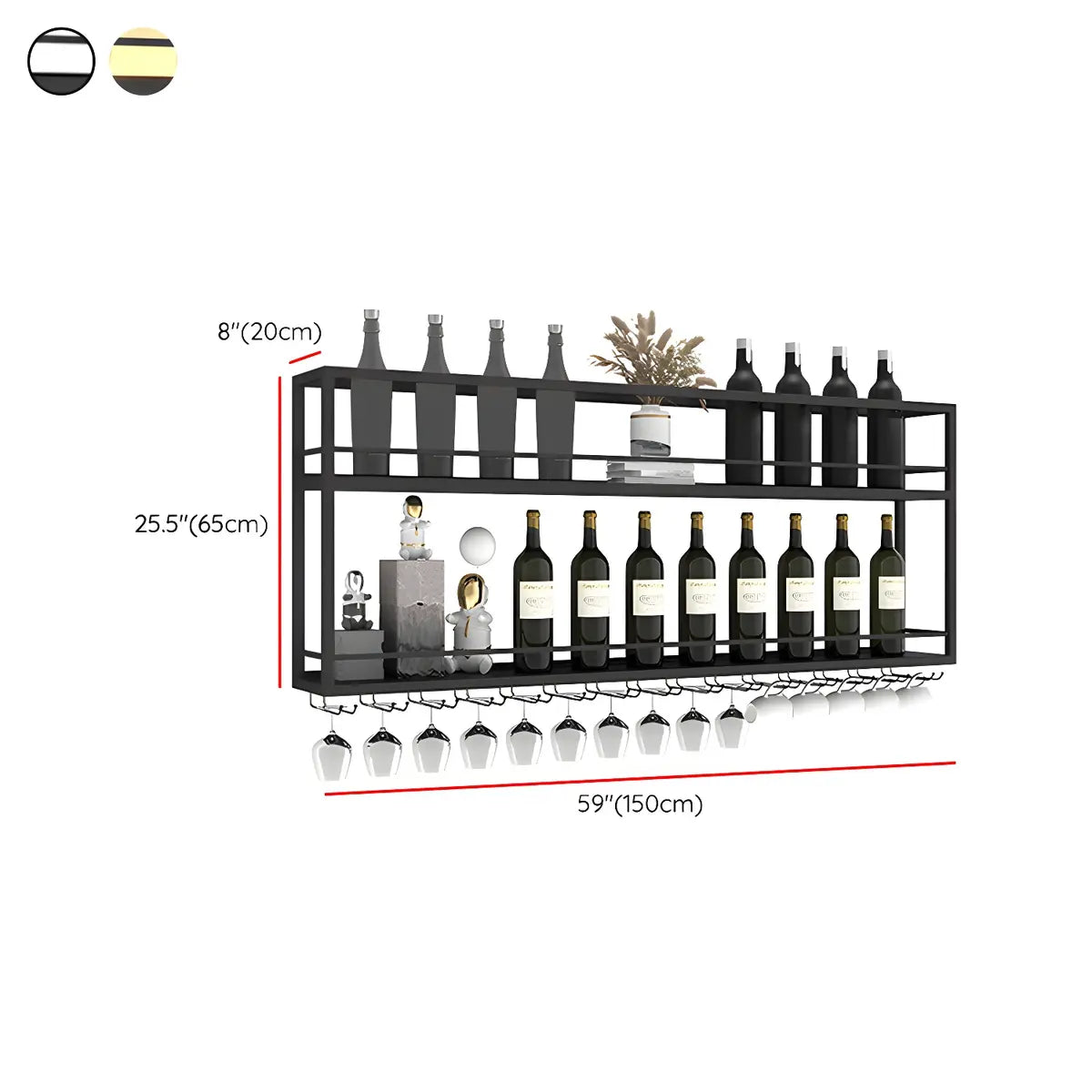 Black Metal Floating Stackable Wall Mounted Wine Rack Image - 41