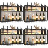 Black Metal Floating Stackable Wall Mounted Wine Rack Image - 6