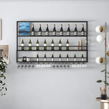 Black Metal Floating Stackable Wall Mounted Wine Rack Image - 8