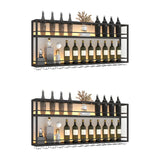 Black Metal Floating Stackable Wall Mounted Wine Rack Image - 9