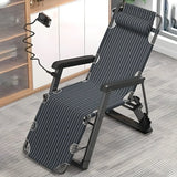 Black Metal Foldable Deck Chair Headrest Recliners Image - 3