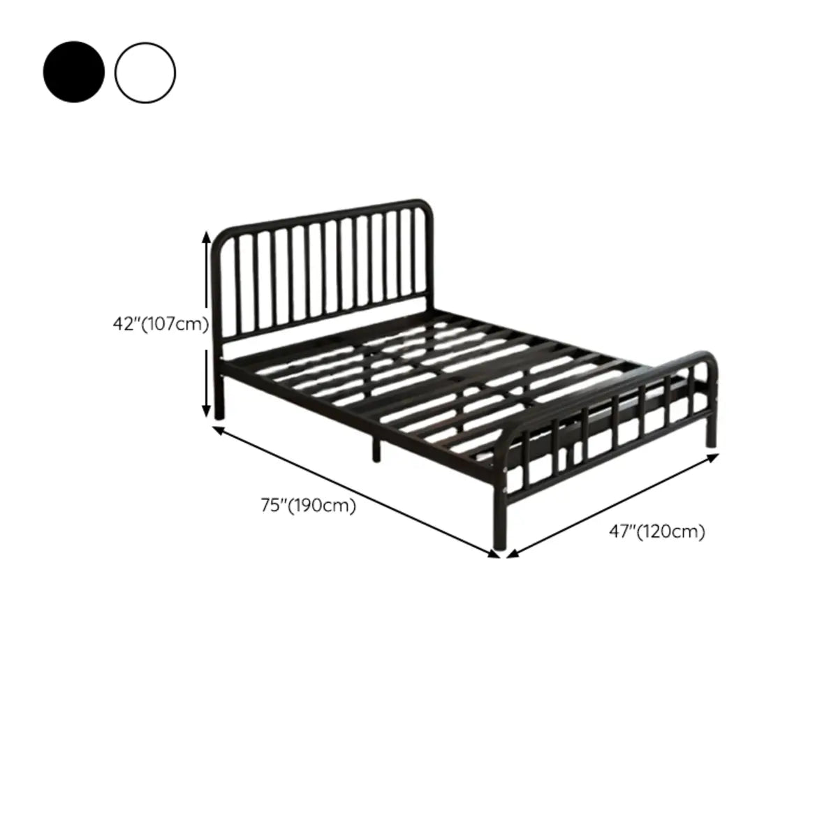 Black Metal Frame Slat Bed with Headboard and Footboard Image - 10