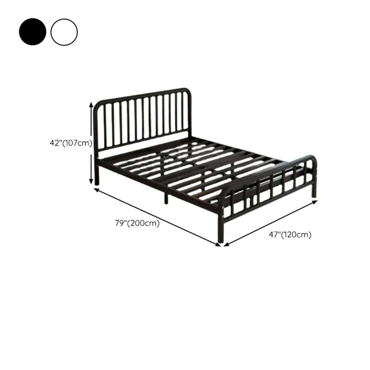 Black Metal Frame Slat Bed with Headboard and Footboard Image - 11