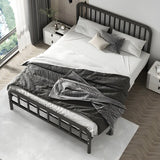 Black Metal Frame Slat Bed with Headboard and Footboard Image - 7