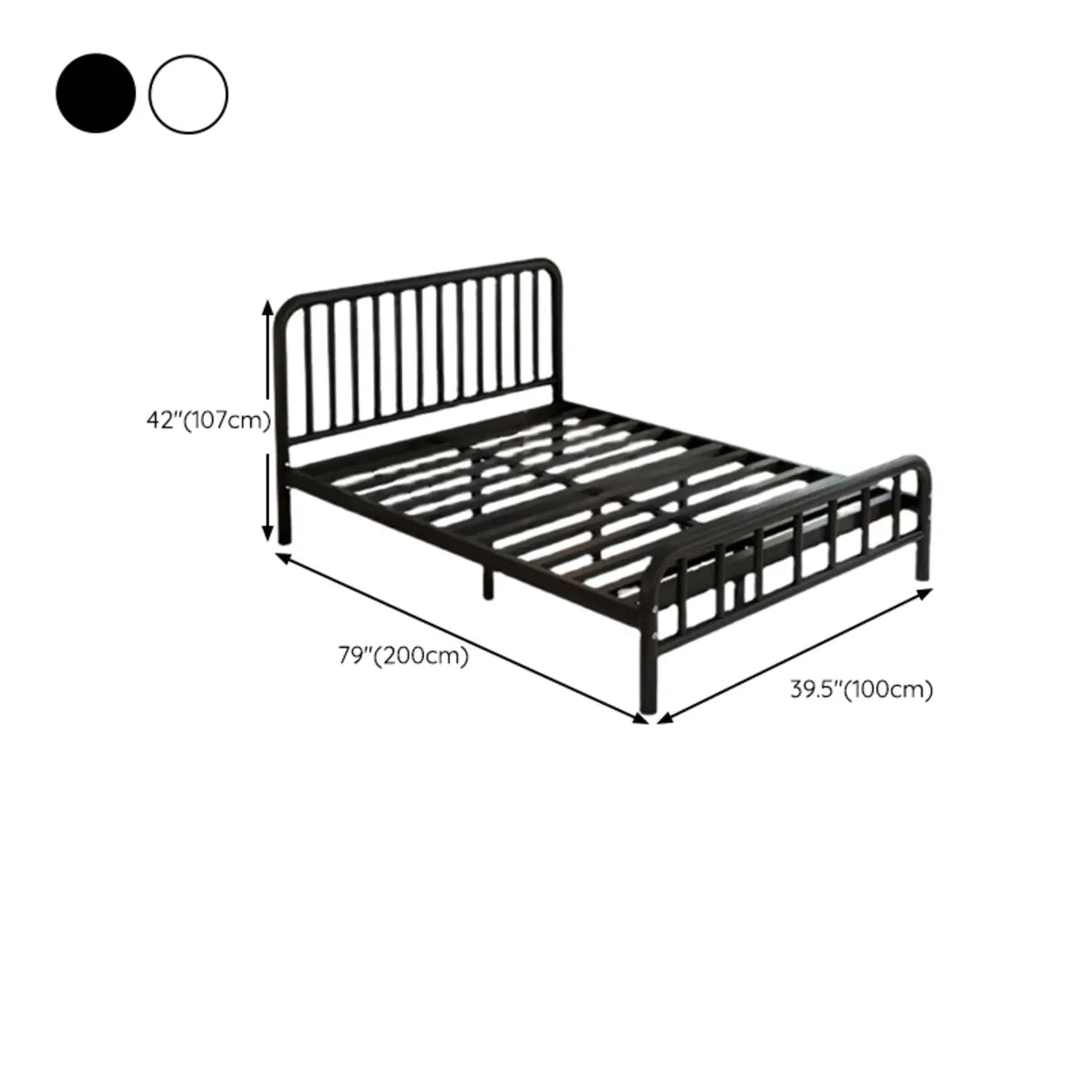 Black Metal Frame Slat Bed with Headboard and Footboard Image - 9