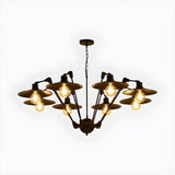 Black Metal Large Disc 6-Light Edison Bulb Chandelier Image - 7