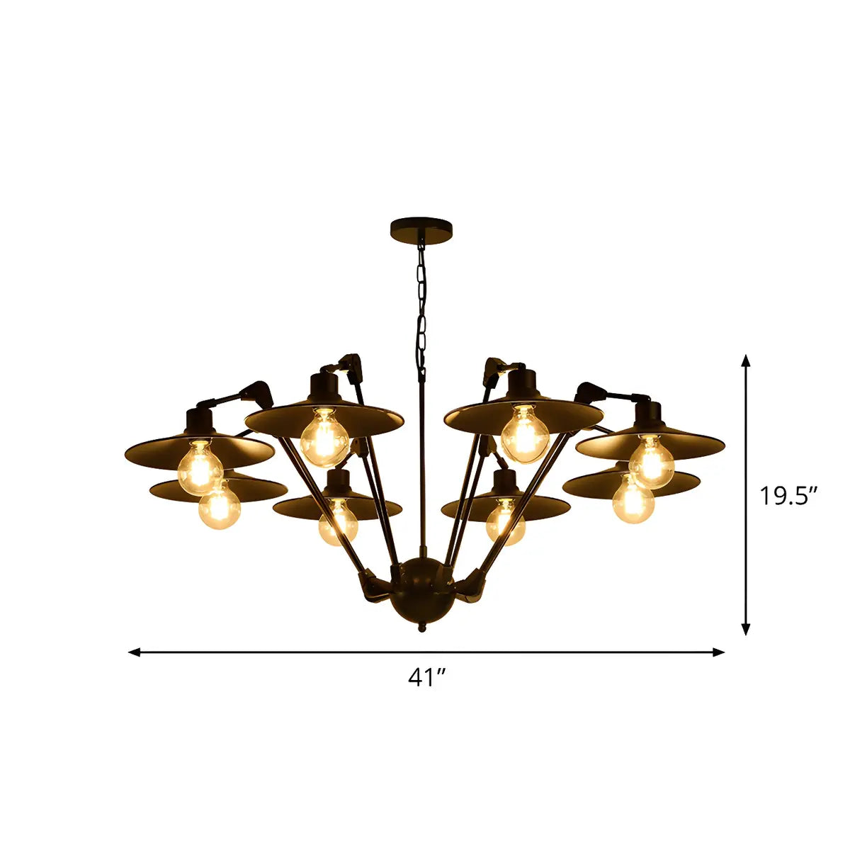 Black Metal Large Disc 6-Light Edison Bulb Chandelier 