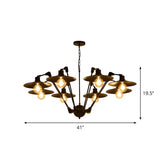 Black Metal Large Disc 6-Light Edison Bulb Chandelier #size