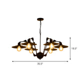 Black Metal Large Disc 6-Light Edison Bulb Chandelier Image - 9