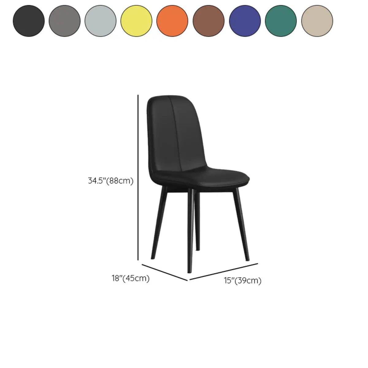 Black Metal Legs Faux Leather Upholstered Dining Chair 