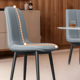 Black Metal Legs Faux Leather Upholstered Dining Chair Image - 4