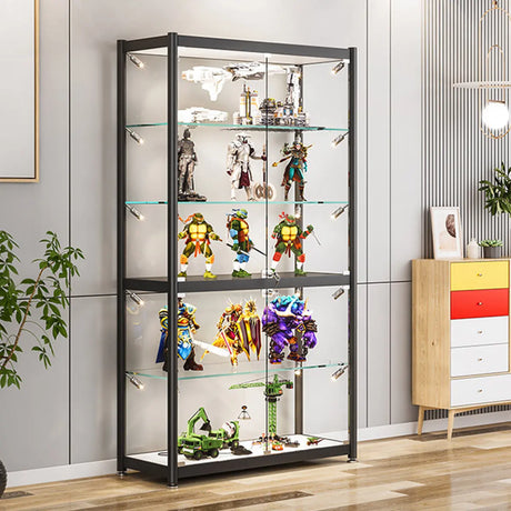 Black Metal Living Room LED Clear Display Cabinets Image - 1