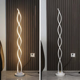 Black Metal Modern Spiral LED Living Room Floor Lamp Image - 12