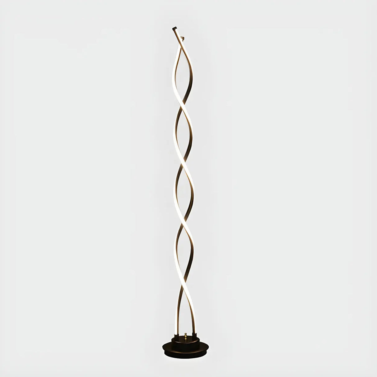 Black Metal Modern Spiral LED Living Room Floor Lamp Image - 2