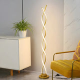 Black Metal Modern Spiral LED Living Room Floor Lamp Image - 7