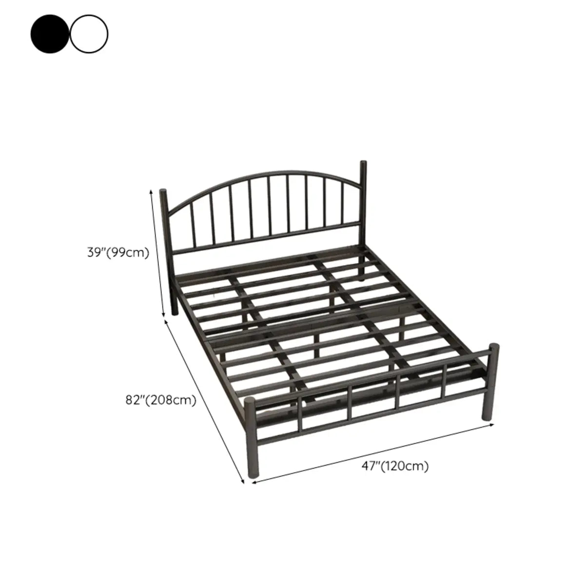 Black Metal Queen Headboard Slat Bed Frame with Legs Image - 13