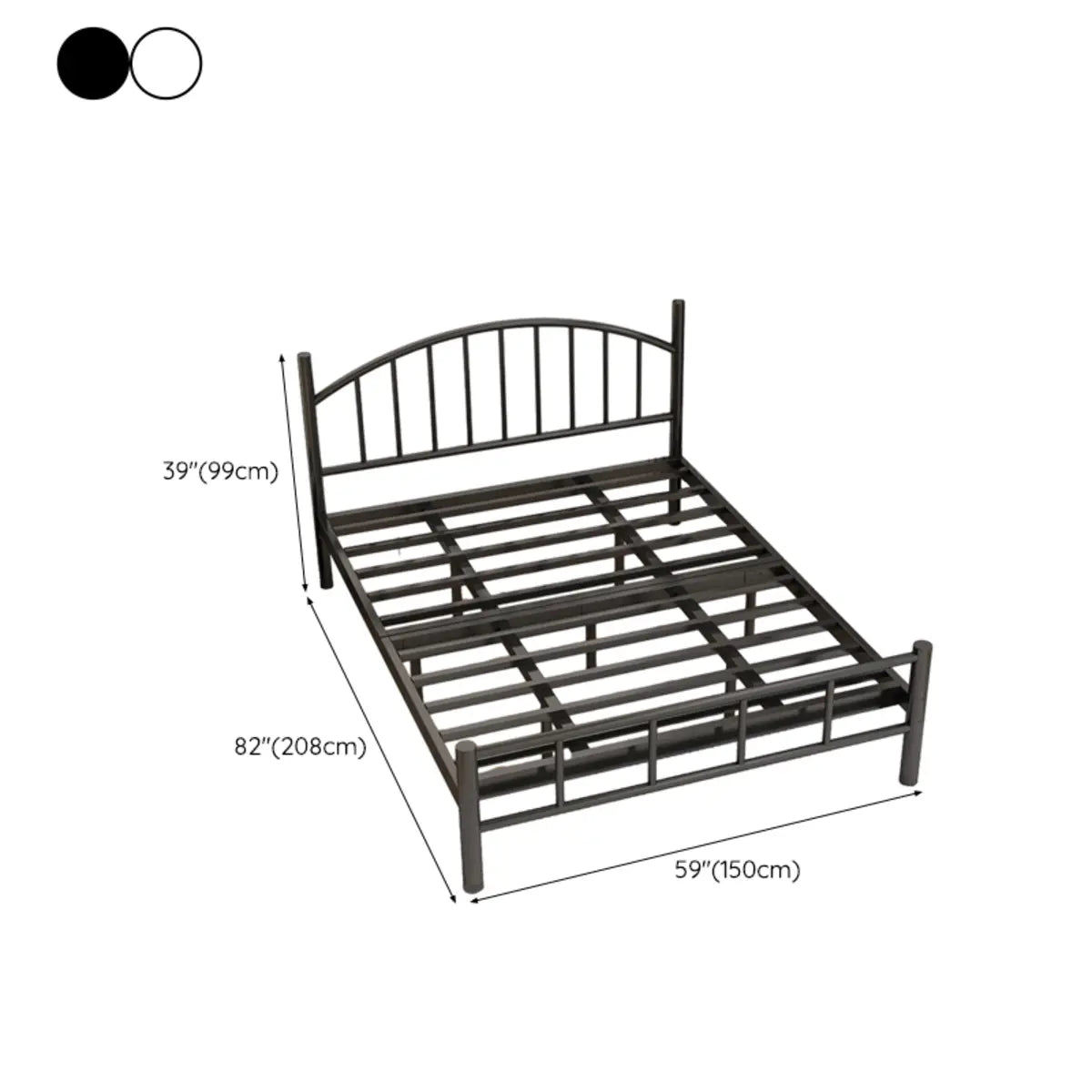 Black Metal Queen Headboard Slat Bed Frame with Legs Image - 15