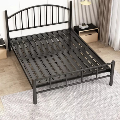 Black Metal Queen Headboard Slat Bed Frame with Legs Image - 2