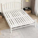 Black Metal Queen Headboard Slat Bed Frame with Legs Image - 6