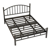 Black Metal Queen Headboard Slat Bed Frame with Legs Image - 8